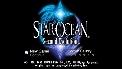 Star Ocean: Second Evolution title screen for PSP